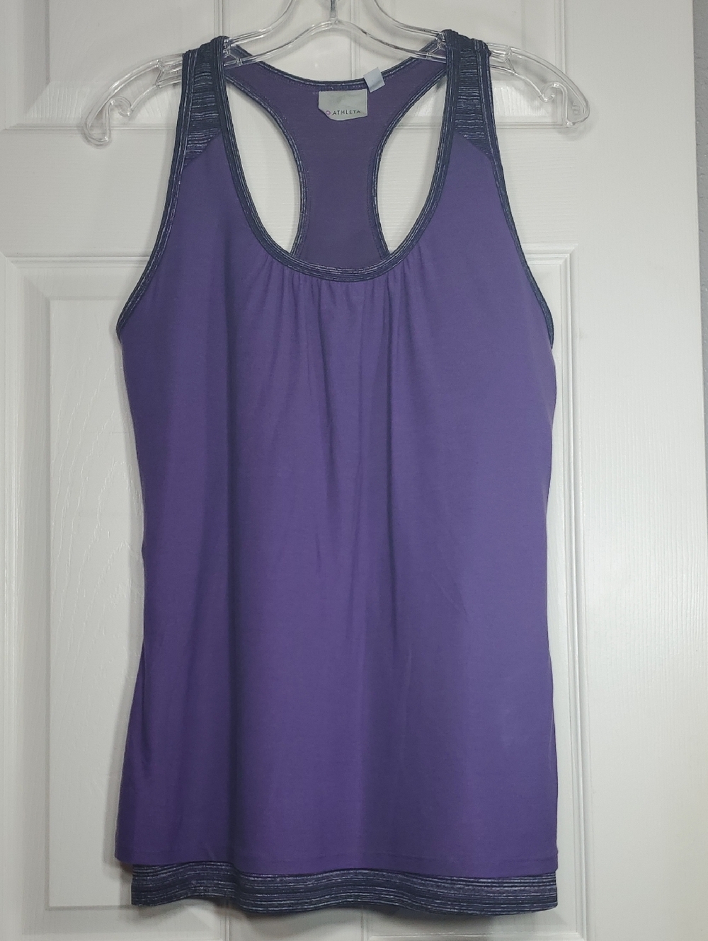 Athleta Royal Pigeon Purple Double Layered Racer Back Tank Top with Side Ruching